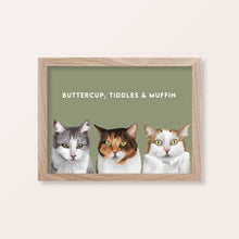 Load image into Gallery viewer, CUSTOM ORDER - Framed Custom Pet Portrait (3 pets)