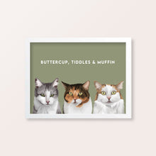 Load image into Gallery viewer, CUSTOM ORDER - Framed Custom Pet Portrait (3 pets)