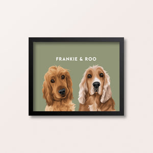 Framed Custom Pet Portrait (2 pets)